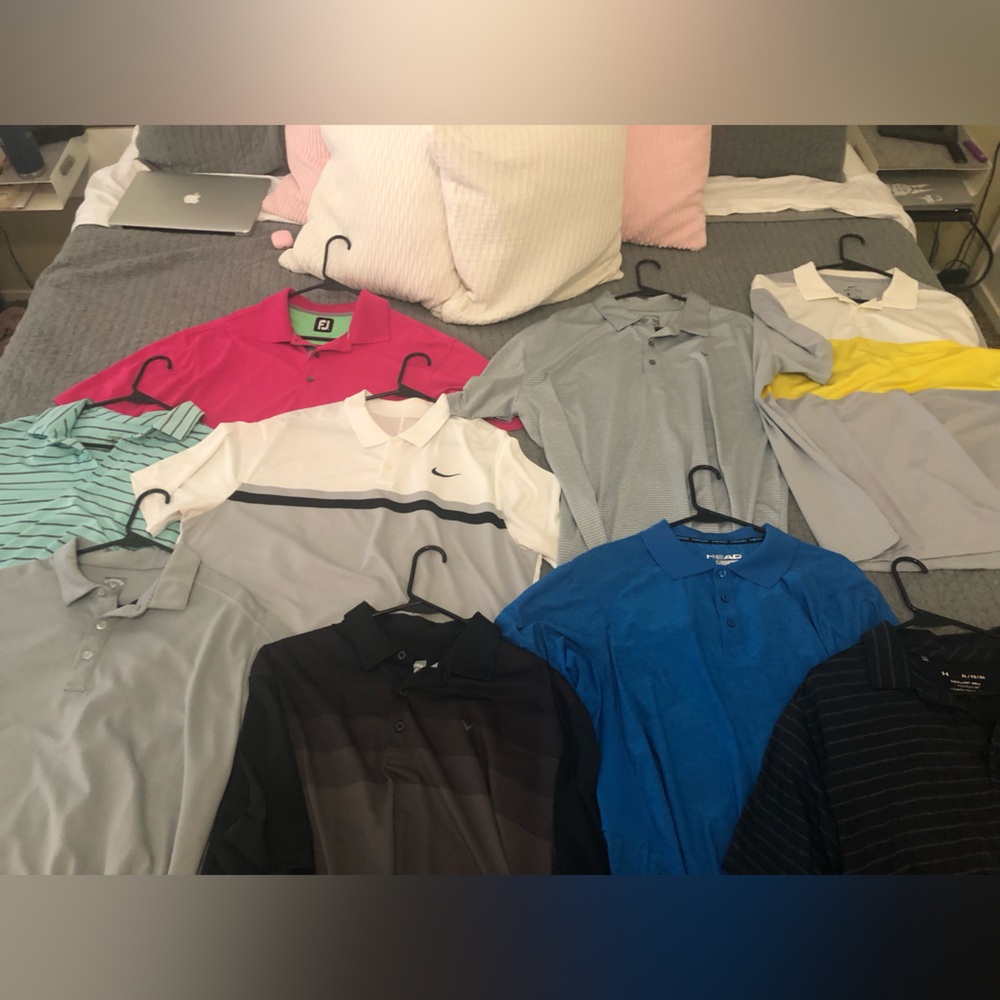 9 men’s golf shirts size XL